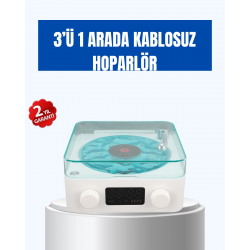 Mey İthalat® Retro Tasarımlı Gece Lambalı Bluetooth Hoparlör – Saat ve Pil Göstergeli