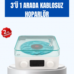 Mey İthalat® Retro Tasarımlı Gece Lambalı Bluetooth Hoparlör – Saat ve Pil Göstergeli