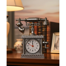 Mey İthalat® Retro Telefon Görünümlü Çalar Saat Masa ve Raf Dekoru
