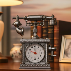 Mey İthalat® Retro Telefon Görünümlü Çalar Saat Masa ve Raf Dekoru