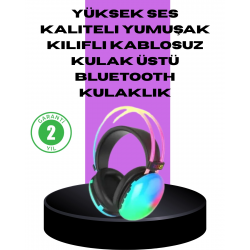 Mey İthalat® RGB Aydınlatmalı Kablosuz Bluetooth  Kulaklığı