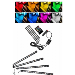 Mey İthalat® RGB Işıklı Araç İçi Aydınlatma Kumandalı 12'li Led Işık Renk Değiştirebilen