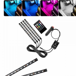 Mey İthalat® RGB Işıklı Araç İçi Aydınlatma Kumandalı 12'li Led Işık Renk Değiştirebilen
