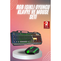 Mey İthalat® RGB Işıklı Gaming  Klavye Q Klavye Mouse Hediyeli