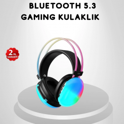 Mey İthalat® RGB Işıklı Kablosuz Kulaklık Bluetooth 5.3 800mAh Ergonomik IPX4 Dayanıklı