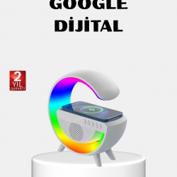 Mey İthalat® RGB Işıklı Kablosuz Şarjlı Hoparlör – FM Radyolu Akıllı Gece Lambası