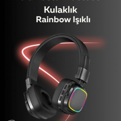 Mey İthalat® RGB Işıklı Katlanabilir Bluetooth 5.3 Kulak Üstü Kulaklık