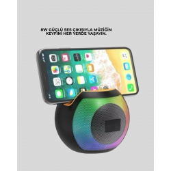 Mey İthalat® RGB Işıklı Taşınabilir Kablosuz Bluetooth Hoparlör