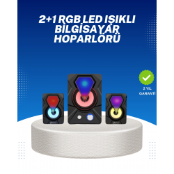 Mey İthalat® RGB Işıklı USB Hoparlör Seti 9W Çıkış Gücü Derin Bas