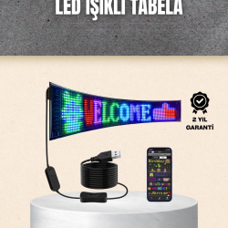 Mey İthalat® RGB Kayar Yazılı LED Reklam Ekranı – USB Bağlantılı Esnek Tasarım