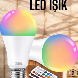 Mey İthalat® RGB Led Lamba Led Işık Ampul Renk Değiştirebilen 100 Watt