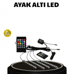 Mey İthalat® RGB Müzik Kontrollü Araç LED Işık Seti 48 LED 12V Uzaktan Kumandalı
