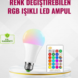 Mey İthalat® RGB Uzaktan Kumandalı LED Ampul 16 Renk Dekoratif Aydınlatma