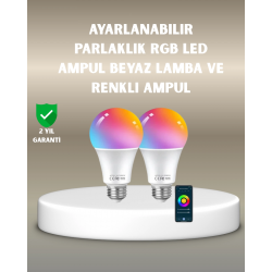 Mey İthalat® RGBW Teknolojili Akıllı LED Ampul, Zamanlayıcılı