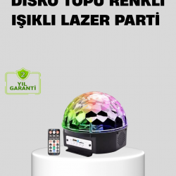 Mey İthalat® Ritim Hassasiyetli Bluetooth Hoparlörlü Disko Işığı Döner LED Efektli