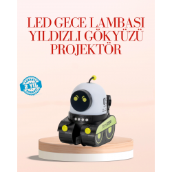 Mey İthalat® Robot Tasarımlı Bluetooth Hoparlörlü Yıldızlı Gökyüzü Projektör