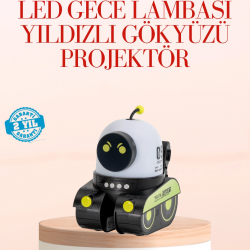Mey İthalat® Robot Tasarımlı Bluetooth Hoparlörlü Yıldızlı Gökyüzü Projektör