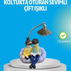Mey İthalat® Romantik Çift Figürlü Okuyan Çift Masa Lambası Dekoratif LED Aydınlatma