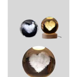 Mey İthalat® Romantik Kalpli Kristal Cam Küre USB’li Işıklı Dekoratif Obje