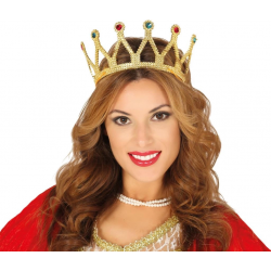 Mey İthalat® Rönesans Kostümlü Kraliyet Ortaçağ Altın Gold Kraliçe Prenses Tacı