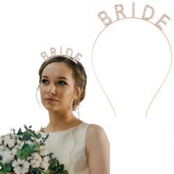 Mey İthalat® Rose Gold Renk Bekarlığa Veda Kristal Taş Bride Tacı İthal 16x10 cm