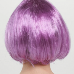 Mey İthalat® Rose Pembe Renk Düz Kesim Küt Parti Peruğu Kısa Takma Saç