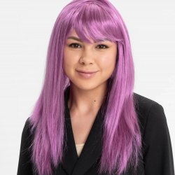 Mey İthalat® Rose Pembe Renk Düz Kesim Uzun Parti Peruğu Takma Saç