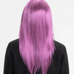 Mey İthalat® Rose Pembe Renk Düz Kesim Uzun Parti Peruğu Takma Saç