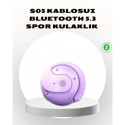 Mey İthalat® S05 Kablosuz Kulaklık Bluetooth 5.3 IPX4 Su Geçirmez Stereo Ses Otomatik Bağlantı