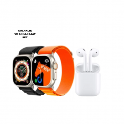 Mey İthalat® S8 Ultra Akıllı Saat + Gürültü Önleyici Kablosuz Kulaklık Seti