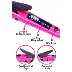 Mey İthalat® Saç Düzleştirici Şekillendirici Saç Maşası İkili Şekillendirici Isı Ayarlı