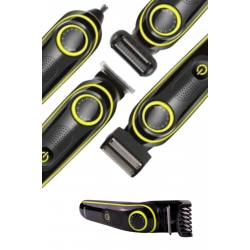 Mey İthalat® Saç Sakal Şekillendirici Tıraş Makinesi 5 Başlıklı Paslanmaz Çelik Bıçaklı Unısex