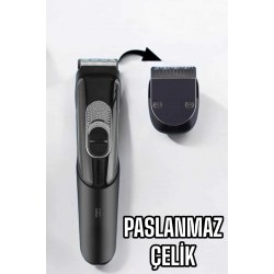 Mey İthalat® Saç Sakal Vücut Şarjlı Kablosuz Tıraş Makinesi Profesyonel Paslanmaz Çelik