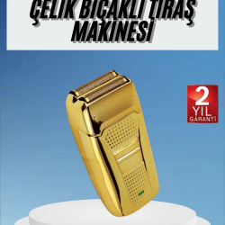 Mey İthalat® Sakal Kesme Tıraş Makinesi Paslanmaz Çelik Gold Şarjlı