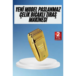 Mey İthalat® Sakal Kesme Tıraş Makinesi Paslanmaz Çelik Gold Şarjlı