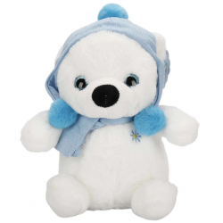 Mey İthalat® Şapkalı ve Atkılı Peluş Kutup Ayısı 30 cm S00004773