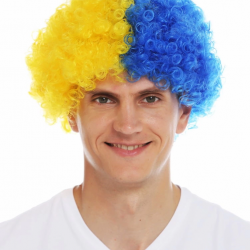 Mey İthalat® Sarı Lacivert Kıvırcık Afro Bonus Peruk Taraftar Bonus Saç
