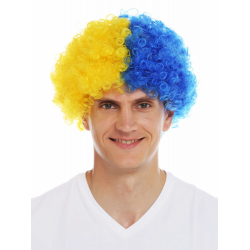 Mey İthalat® Sarı Lacivert Kıvırcık Afro Bonus Peruk Taraftar Bonus Saç
