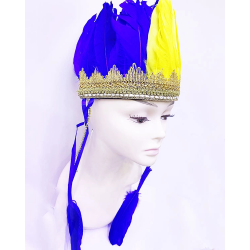 Mey İthalat® Sarı Lacivert Renk Tüylü Kızılderili Başlığı | Taraftar Başlığı