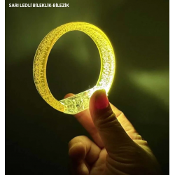 Mey İthalat® Sarı Led Işıklı Baskı Yapılabilen Pilli Bileklik Bilezik 1,5 cm Genişlik