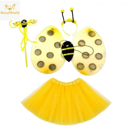 Mey İthalat® Sarı Renk Arı Kanadı Kostüm Seti (Tütü, Kanat, Taç, Asa)