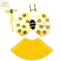 Mey İthalat® Sarı Renk Arı Kanadı Kostüm Seti (Tütü, Kanat, Taç, Asa)
