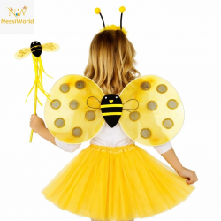 Mey İthalat® Sarı Renk Arı Kanadı Kostüm Seti (Tütü, Kanat, Taç, Asa)