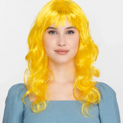Mey İthalat® Sarı Renk Uzun Dalgalı Parti Peruğu