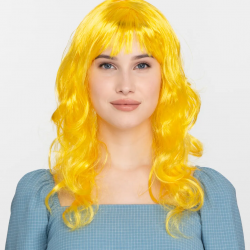 Mey İthalat® Sarı Renk Uzun Dalgalı Parti Peruğu