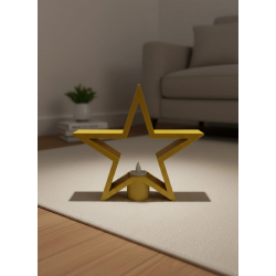 Mey İthalat® Sarı Yıldız Mumluk Modern Salon ve Raf Dekoru