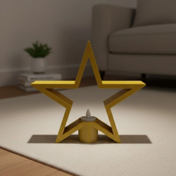 Mey İthalat® Sarı Yıldız Mumluk Modern Salon ve Raf Dekoru