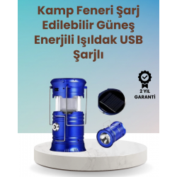 Mey İthalat® Şarj Edilebilir Güneş Enerjili Kızaklı Kamp Feneri – USB Çıkışlı, Katlanabilir, Dayanıklı ve Çok Fonksiyonlu
