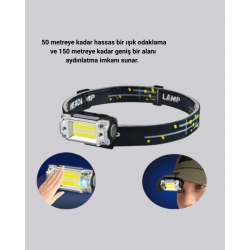 Mey İthalat® Şarj Edilebilir LED KAFA Feneri 215 Lümen XPE COB Güçlü Aydınlatma