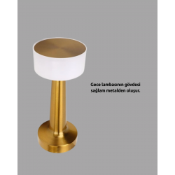 Mey İthalat® Şarj Edilebilir LED Masa Lambası – USB Girişli, Metal Yapı